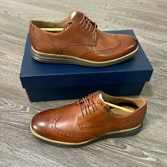 COLE HAAN Original Grand Woodbury Java Brown Leather Wingtip Oxford Shoes C26472 main image 9